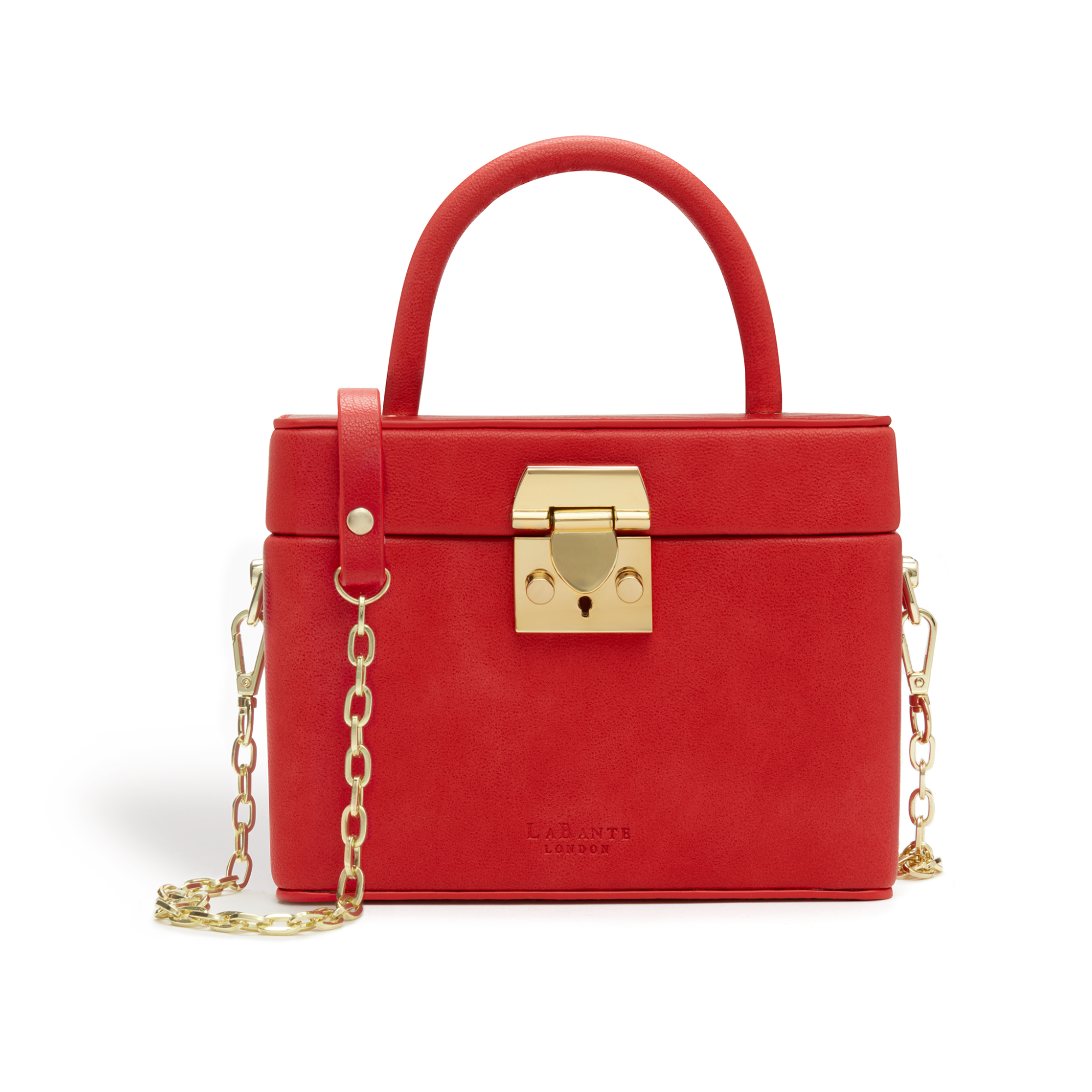 Mae Red Vegan Crossbody Satchel featuring custom hardware and a stylish design, perfect for any occasion.